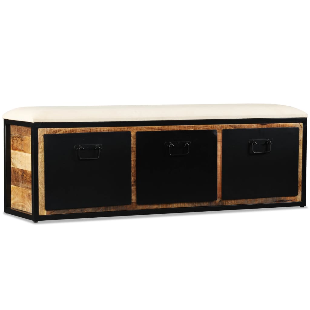 Bancă Depozitare Cu 3 Sertare, Lemn Masiv De Mango 120X30X40 Cm