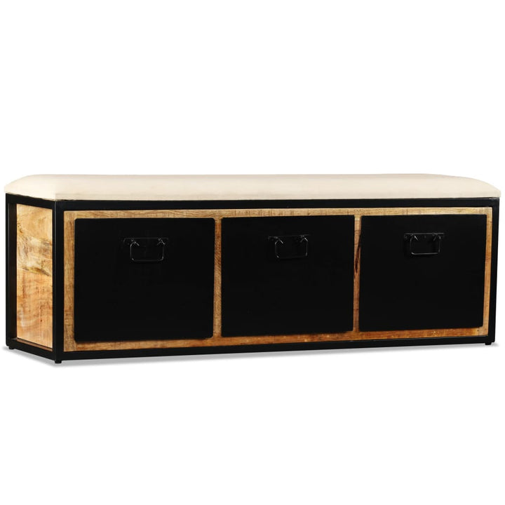 Bancă Depozitare Cu 3 Sertare, Lemn Masiv De Mango 120X30X40 Cm