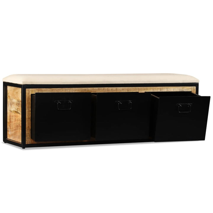 Bancă Depozitare Cu 3 Sertare, Lemn Masiv De Mango 120X30X40 Cm