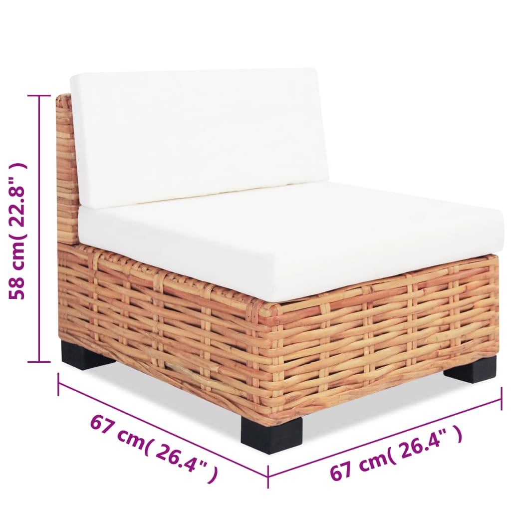 Set Canapea, 18 Piese, Ratan Natural