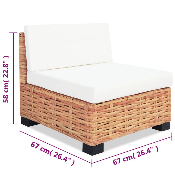 Set Canapea, 18 Piese, Ratan Natural