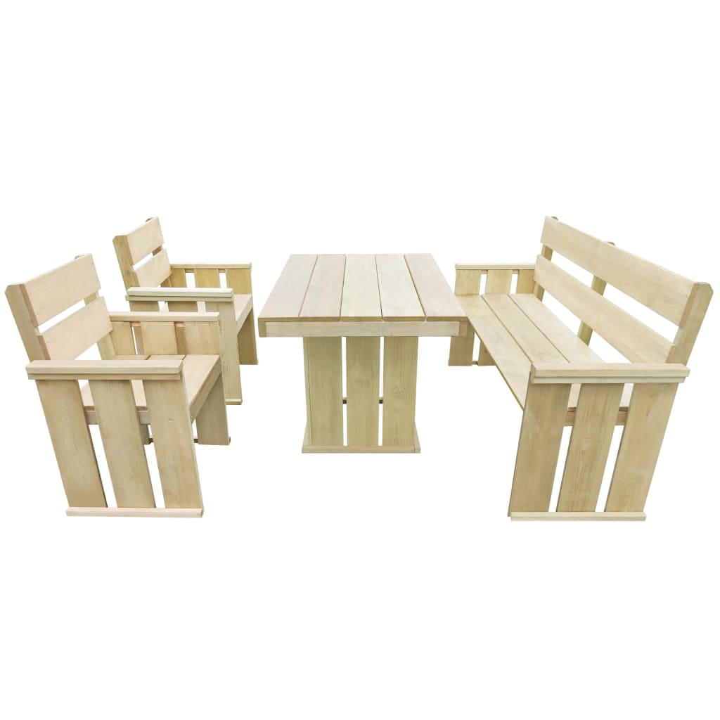 Set Mobilier De Exterior, 4 Piese, Lemn De Pin Tratat