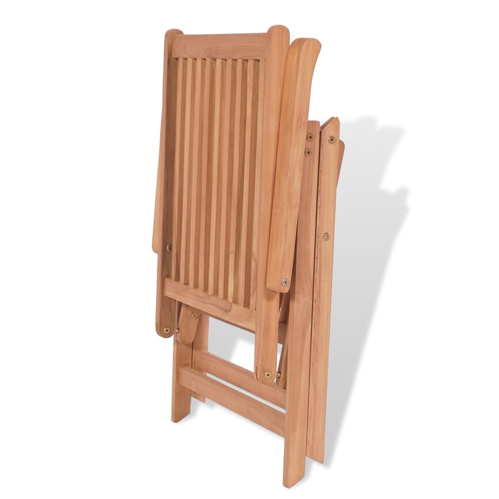 Set Mobilier Exterior Cu Scaune Pliabile 7 Piese Lemn Tec Masiv