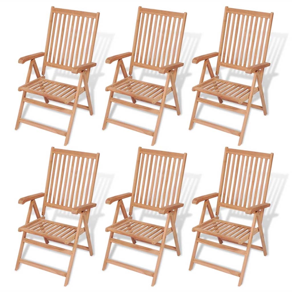 Set Mobilier Exterior Cu Scaune Pliabile 7 Piese Lemn Tec Masiv