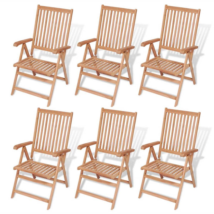 Set Mobilier Exterior Cu Scaune Pliabile 7 Piese Lemn Tec Masiv