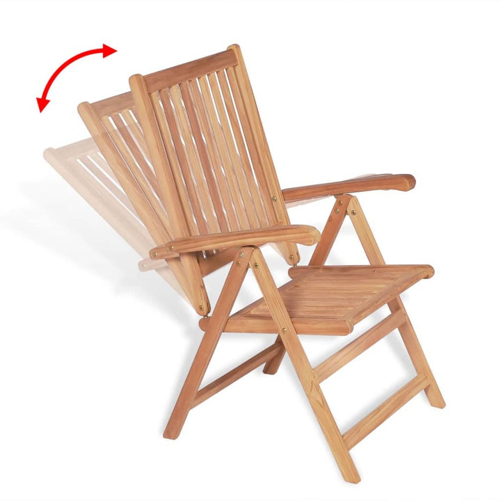 Set Mobilier Exterior Cu Scaune Pliabile 7 Piese Lemn Tec Masiv