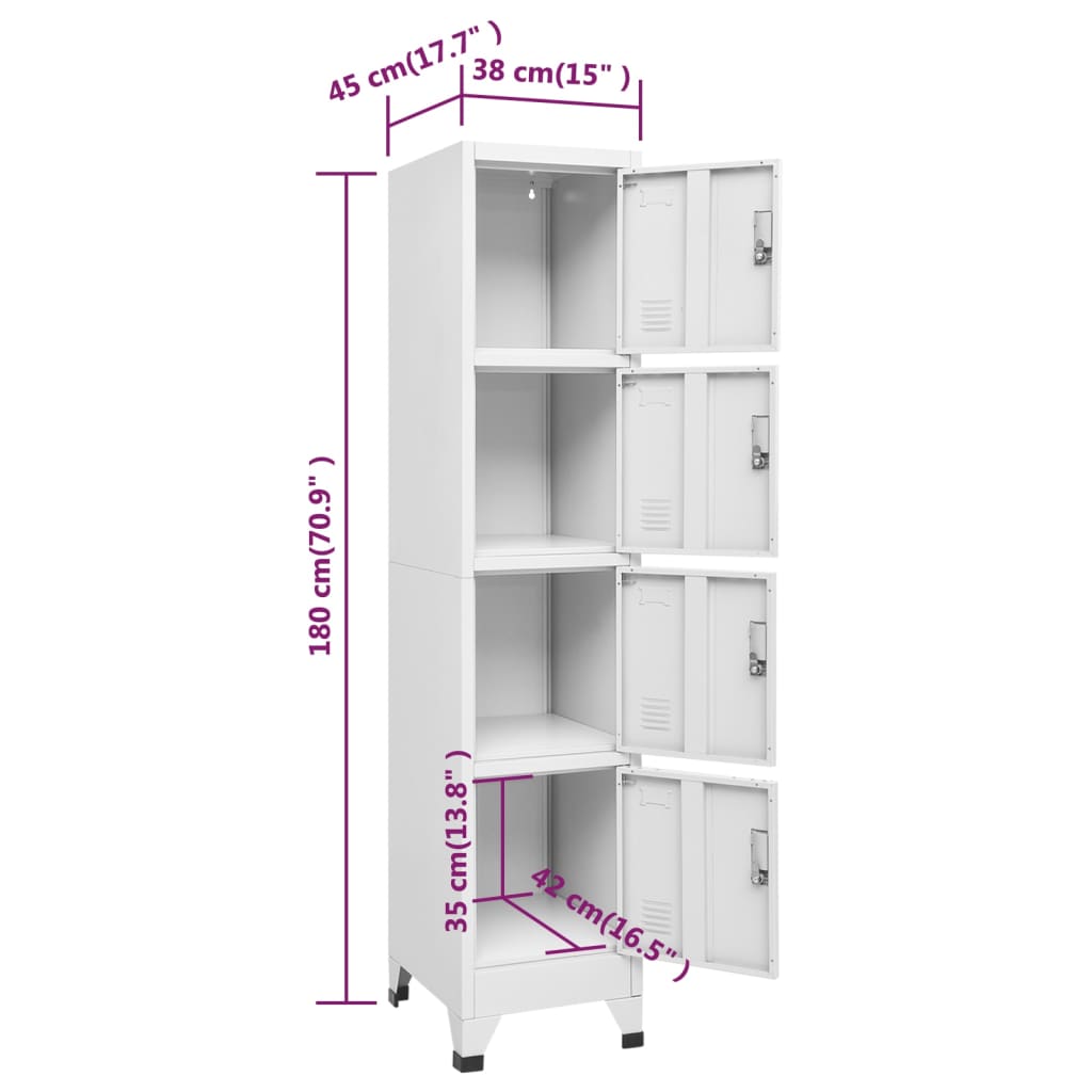 Dulap Vestiar Cu 4 Compartimente 38X45X180 Cm