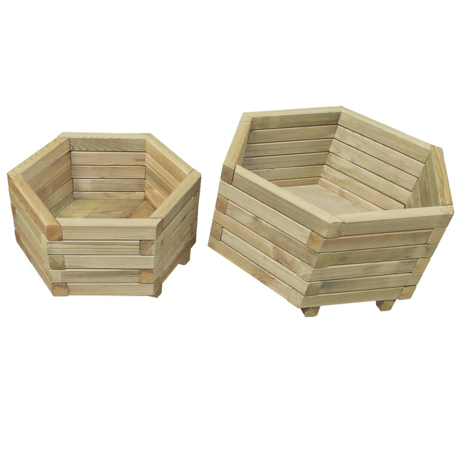 Set Strat Înălțat De Grădină, 2 Buc., Lemn De Pin Tratat