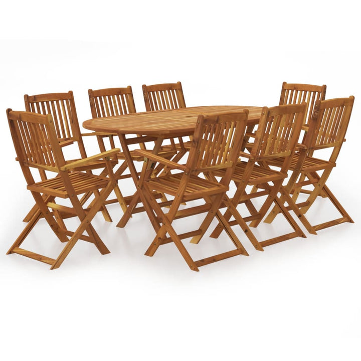 Set Mobilier De Exterior Pliabil, 7 Piese, Lemn Masiv De Acacia