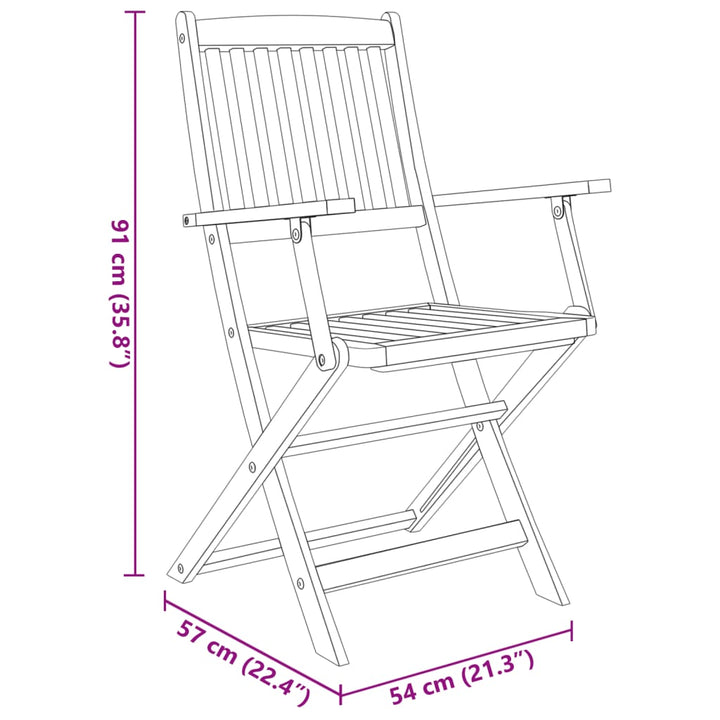 Set Mobilier De Exterior Pliabil, 7 Piese, Lemn Masiv De Acacia