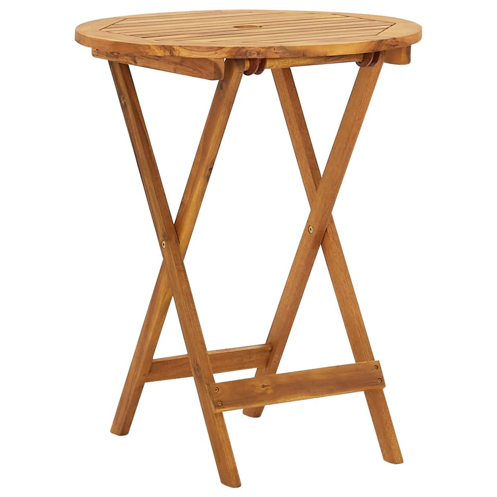 Set Mobilier Bistro Pliabil, 3 Piese, Lemn Masiv De Acacia