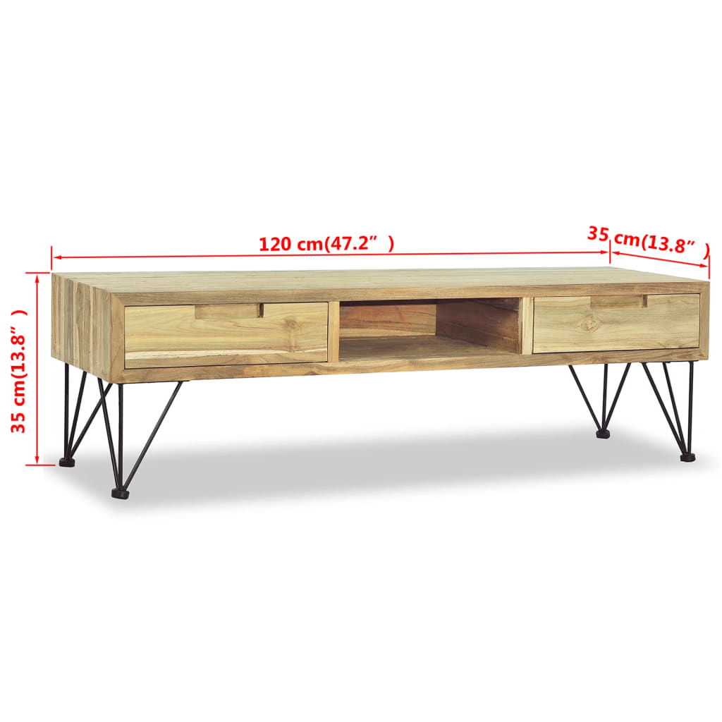 Comodă Tv, 120 X 35 X 35 Cm, Lemn Masiv De Tec