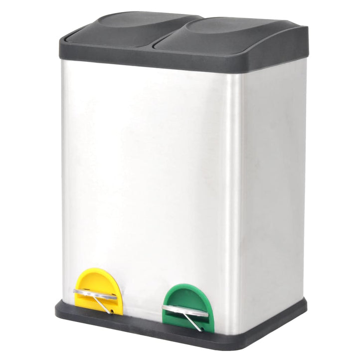Coș Gunoi Cu Pedale Pentru Reciclare, Oțel Inoxidabil, 54 L
