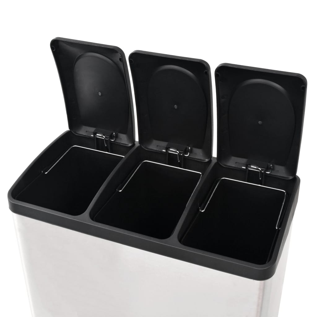 Coș Gunoi Cu Pedale Pentru Reciclare, Oțel Inoxidabil, 54 L