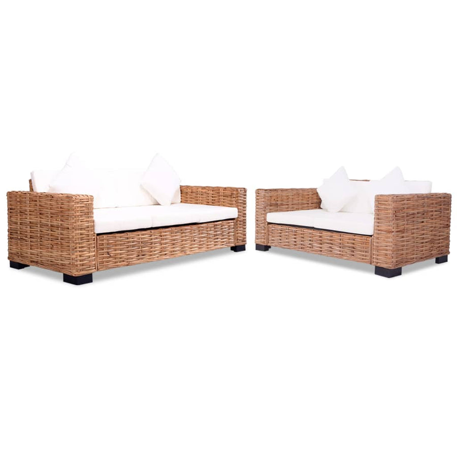 Set Canapea Din Ratan Natural, 15 Piese