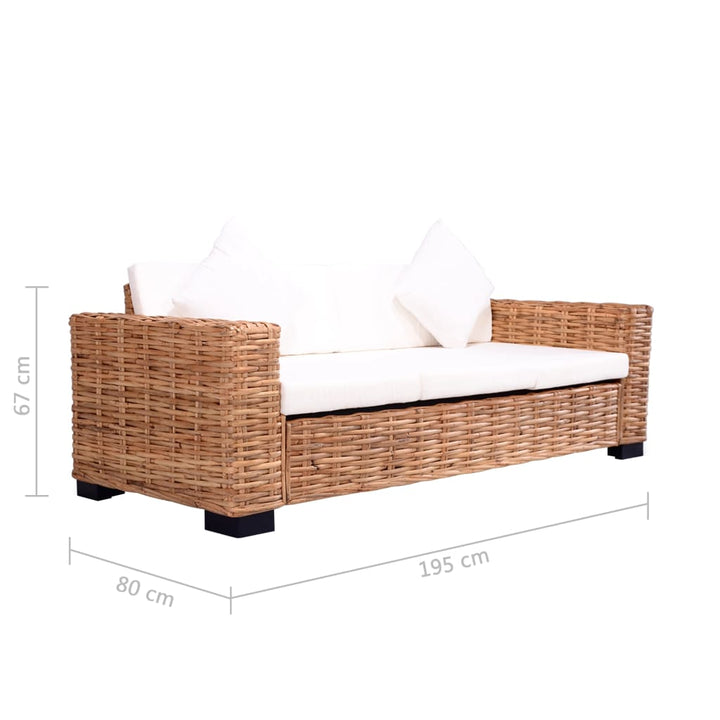 Set Canapea Din Ratan Natural, 15 Piese