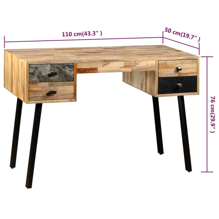 Birou Lemn Masiv De Tec Reciclat 110X50X76 Cm