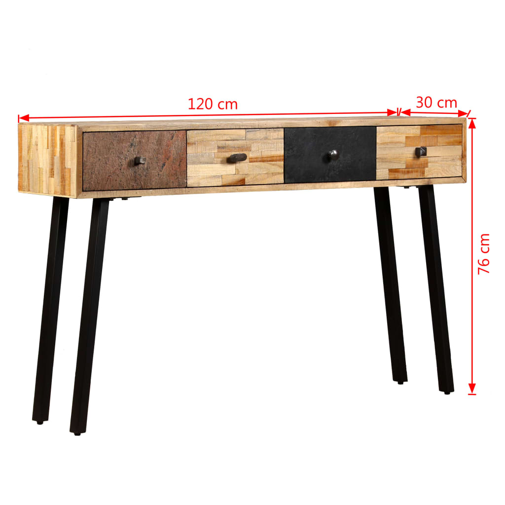 Masă Consolă Lemn Masiv De Tec Reciclat 120X30X76 Cm
