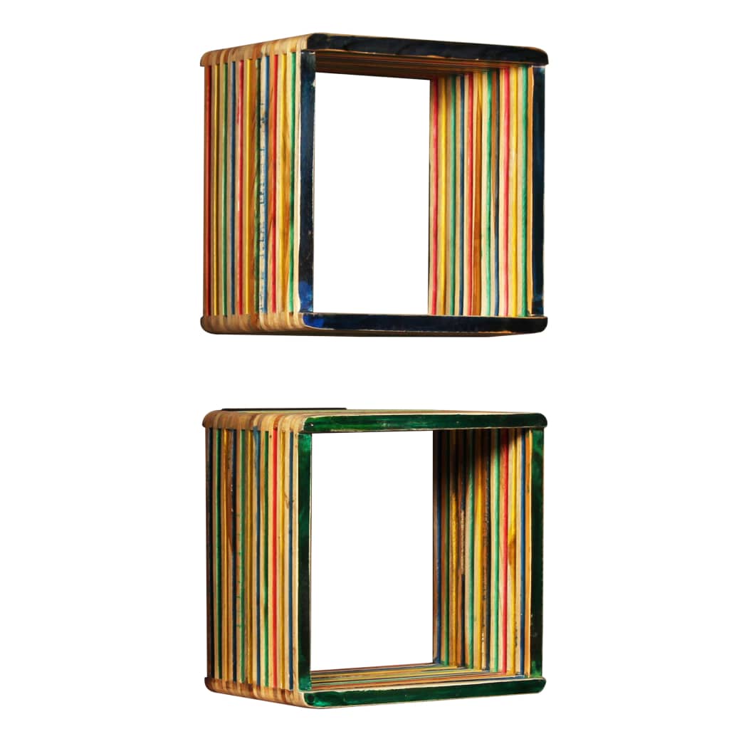 Set Rafturi De Perete 3 Buc. Tec Masiv Reciclat Multicolor