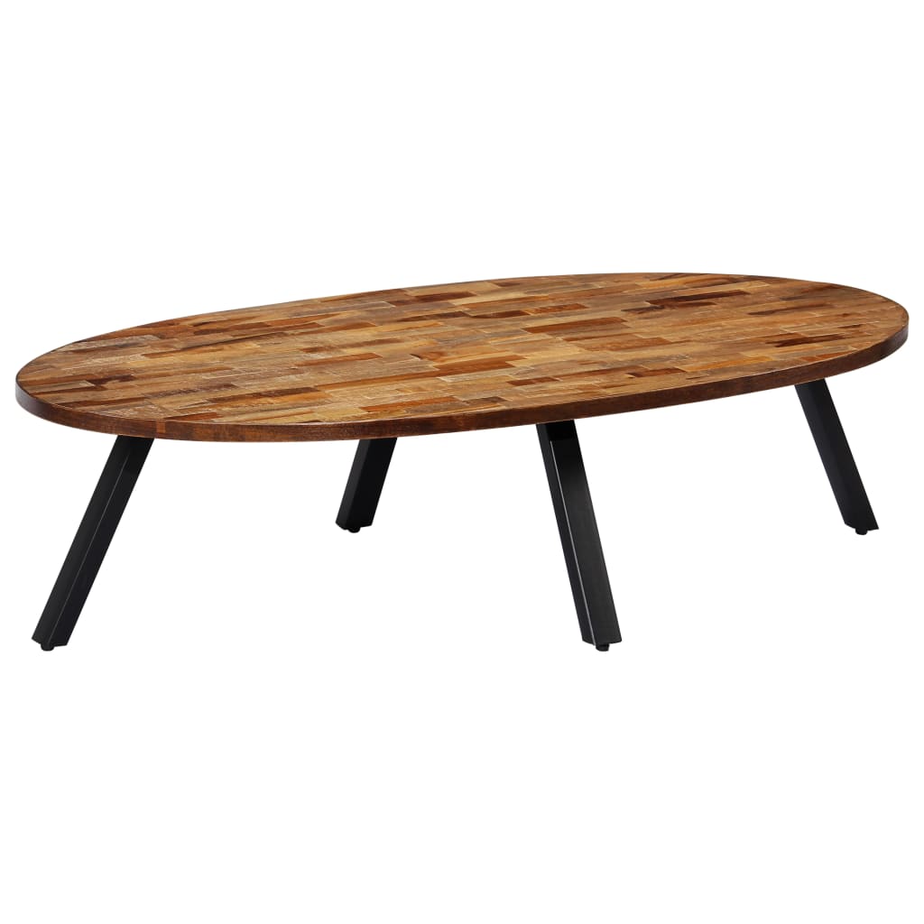 Măsuță De Cafea, Tec Masiv Reciclat, Oval, 120 X 60 X 30 Cm