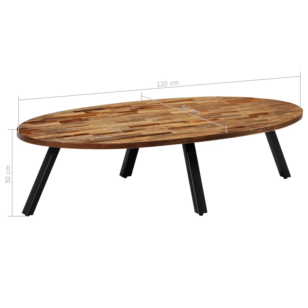 Măsuță De Cafea, Tec Masiv Reciclat, Oval, 120 X 60 X 30 Cm