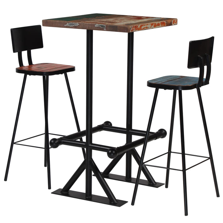 Set Mobilier De Bar, 5 Piese, Multicolor, Lemn Masiv Reciclat