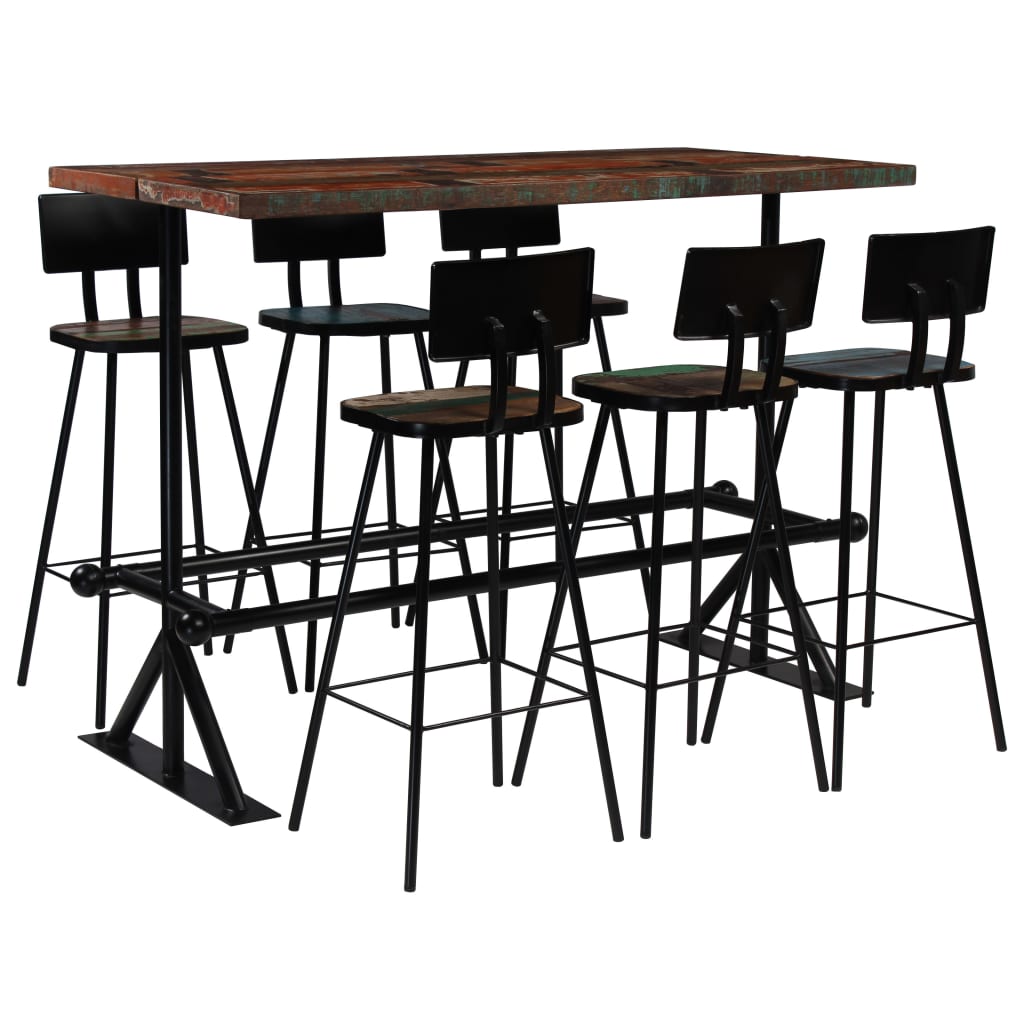 Set Mobilier De Bar, 5 Piese, Multicolor, Lemn Masiv Reciclat