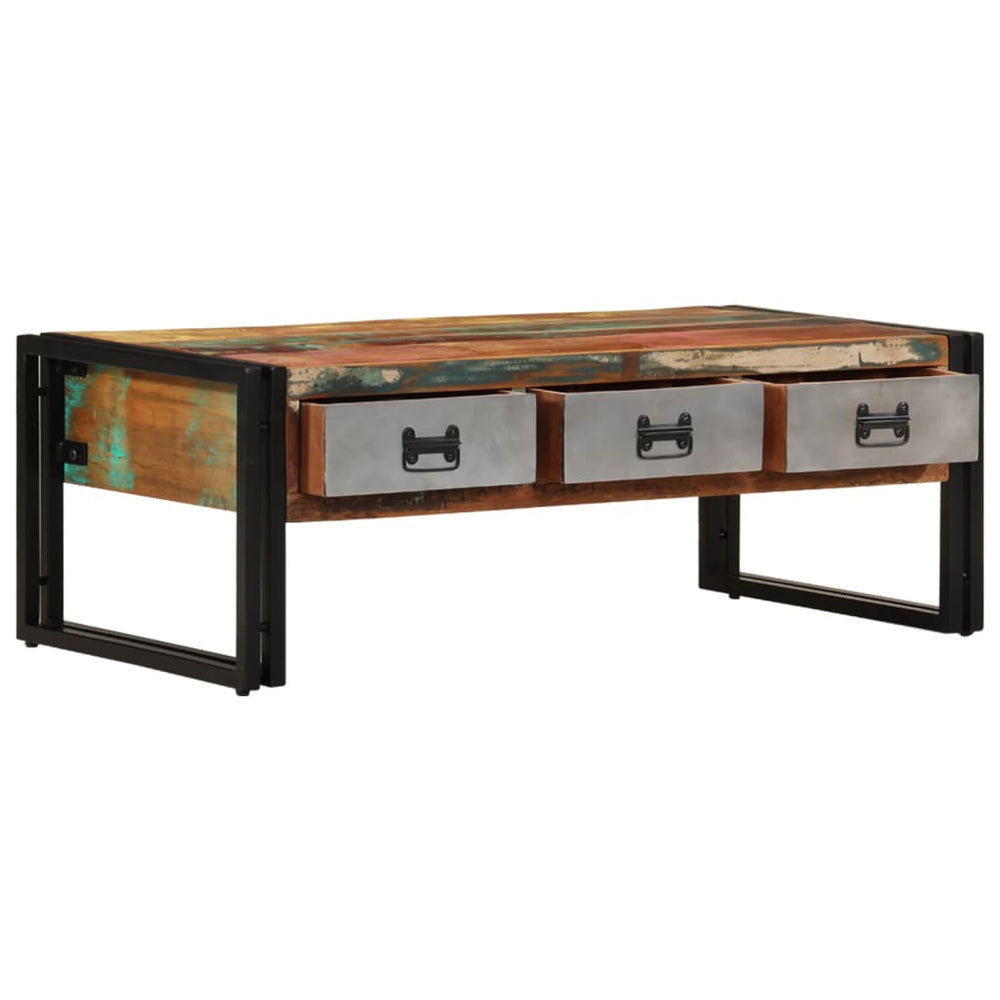 Măsuță De Cafea Cu 3 Sertare, 100X50X35 Cm, Lemn Masiv Reciclat