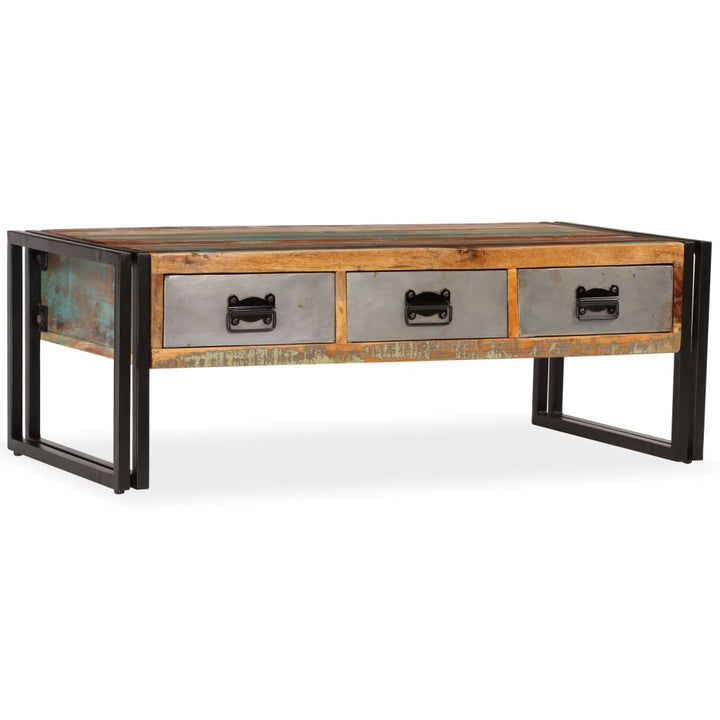 Măsuță De Cafea Cu 3 Sertare, 100X50X35 Cm, Lemn Masiv Reciclat