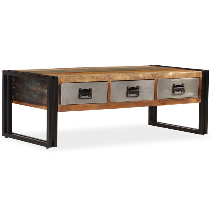 Măsuță De Cafea Cu 3 Sertare, 100X50X35 Cm, Lemn Masiv Reciclat