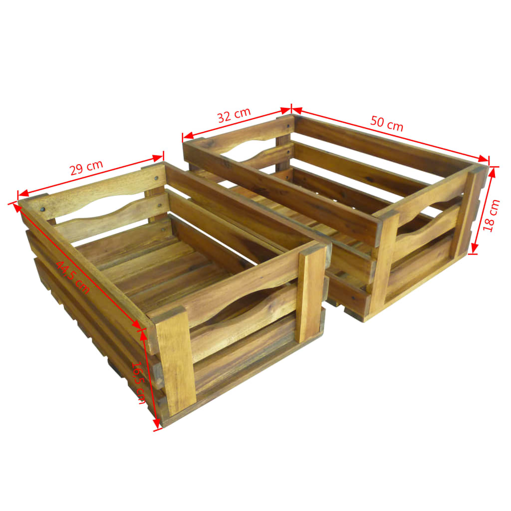 Set Lăzi De Mere 2 Buc. Lemn Masiv De Salcâm