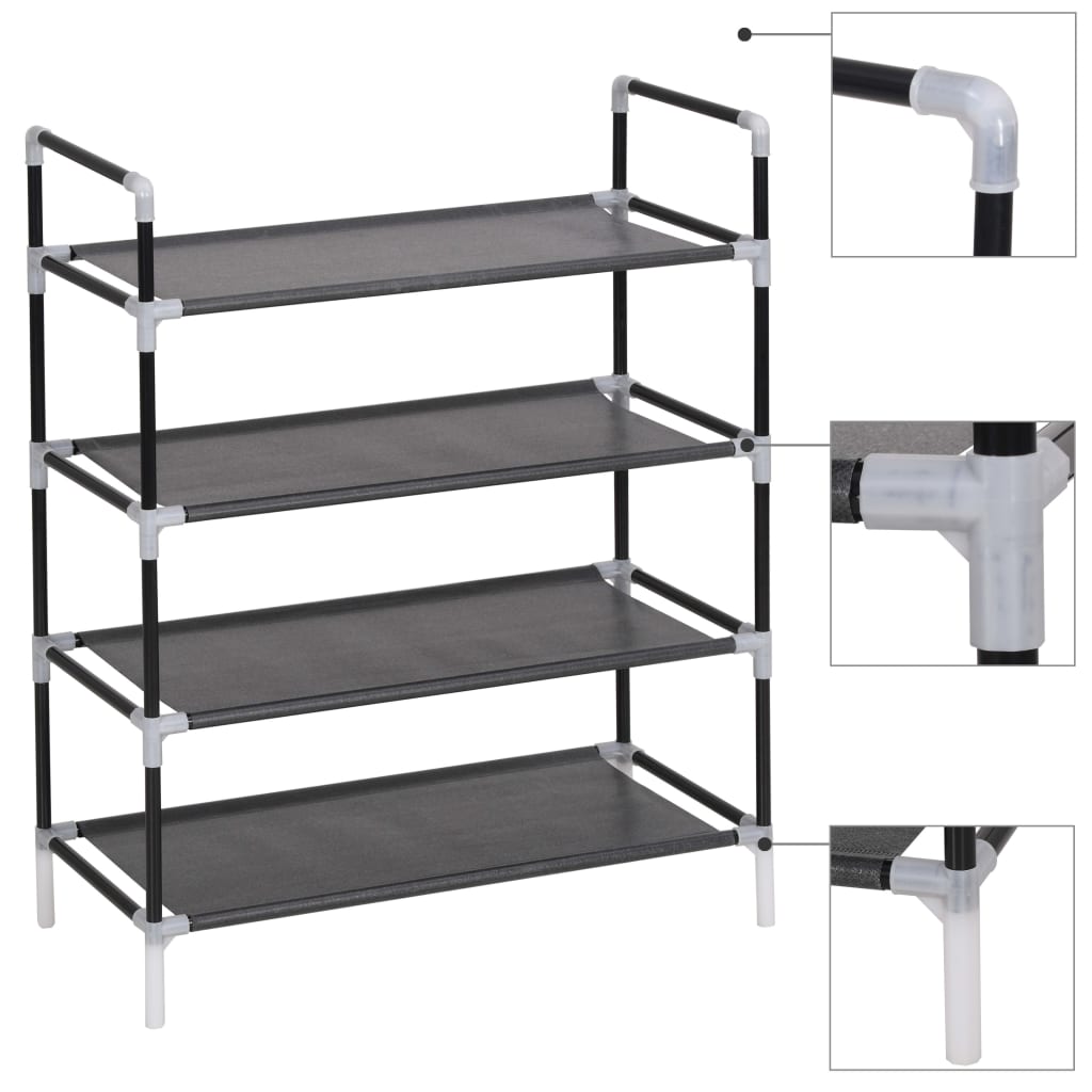 Raft Încălțăminte Cu 4 Rafturi, Metal Și Textil Nețesut,