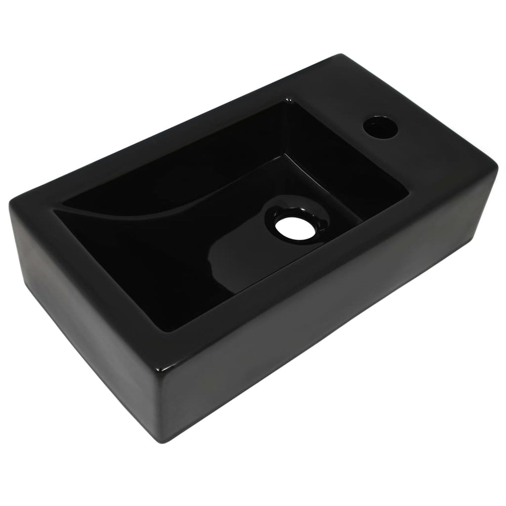 Chiuvetă Cu Orificiu Robinet, Negru, 46X25,5X12, Ceramică
