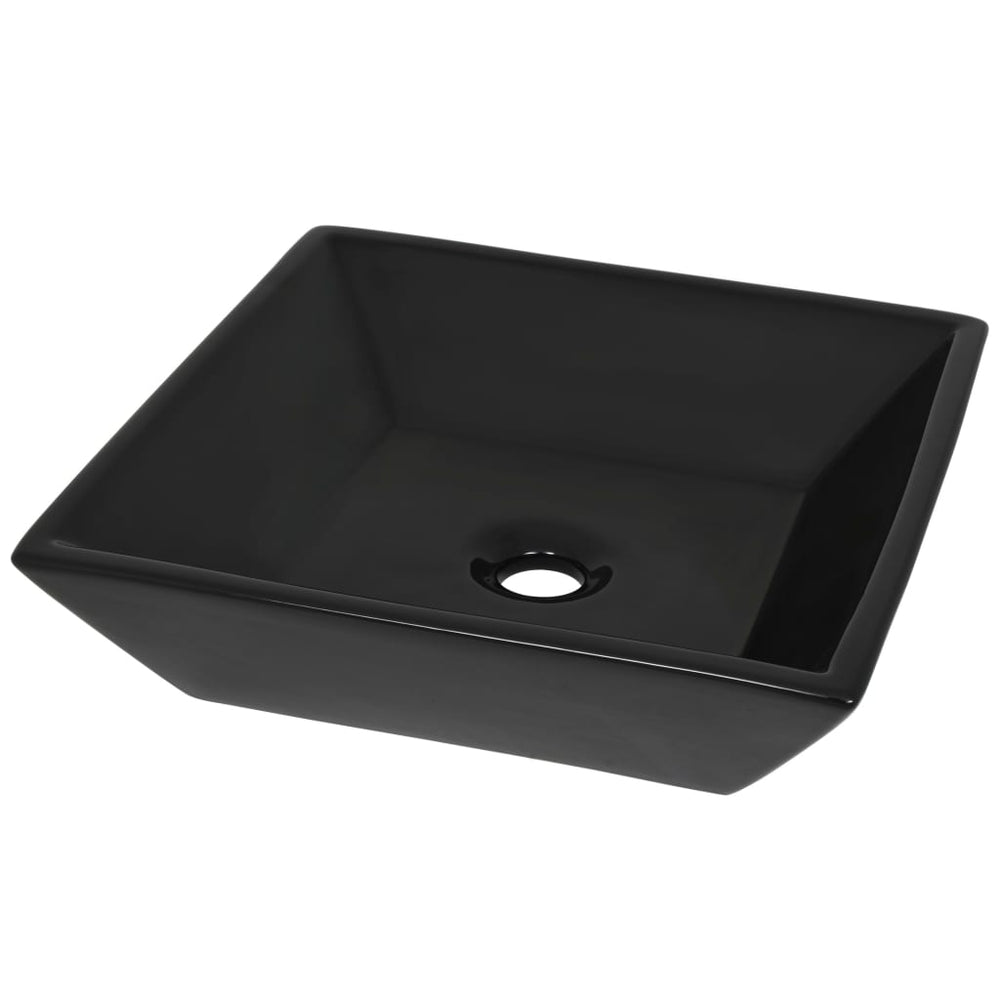 Chiuvetă Ceramică Pătrată, Negru, 41,5X41,5X12 Cm