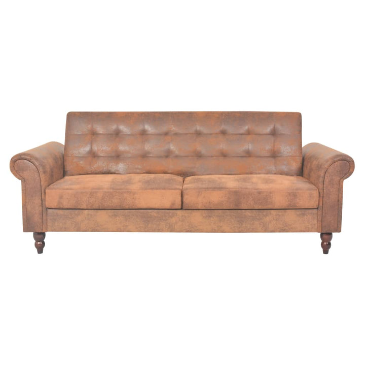 Canapea Extensibilă Cu Cotiere/2 Locuri, Maro, Velur Artificial