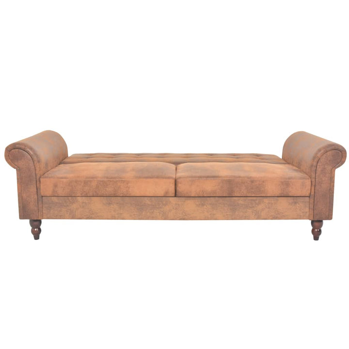 Canapea Extensibilă Cu Cotiere/2 Locuri, Maro, Velur Artificial