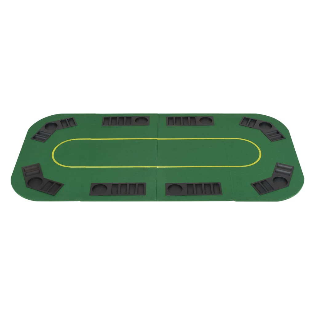 Blat Masă Poker 8 Jucători, Pliabil În 4, Dreptunghiular, Verde