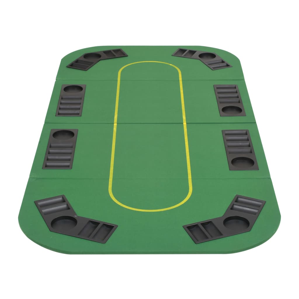 Blat Masă Poker 8 Jucători, Pliabil În 4, Dreptunghiular, Verde