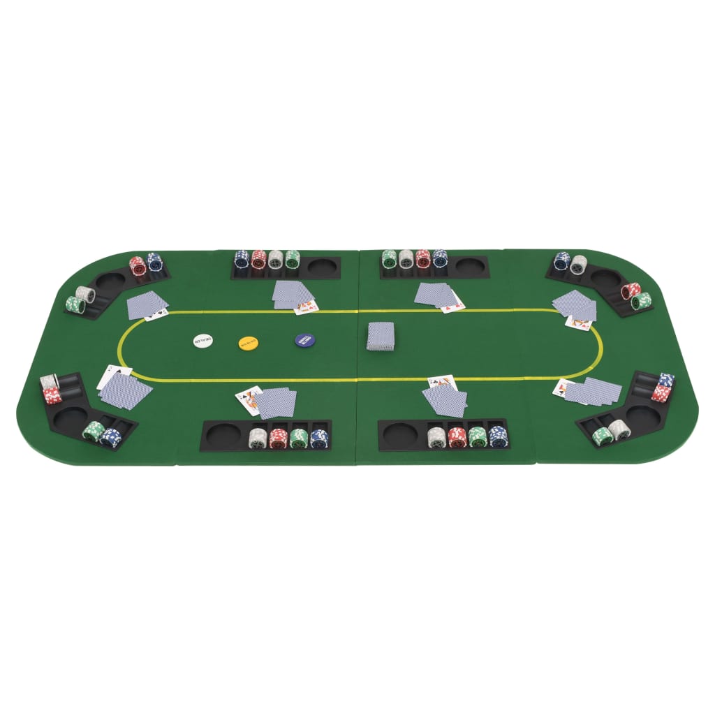 Blat Masă Poker 8 Jucători, Pliabil În 4, Dreptunghiular, Verde