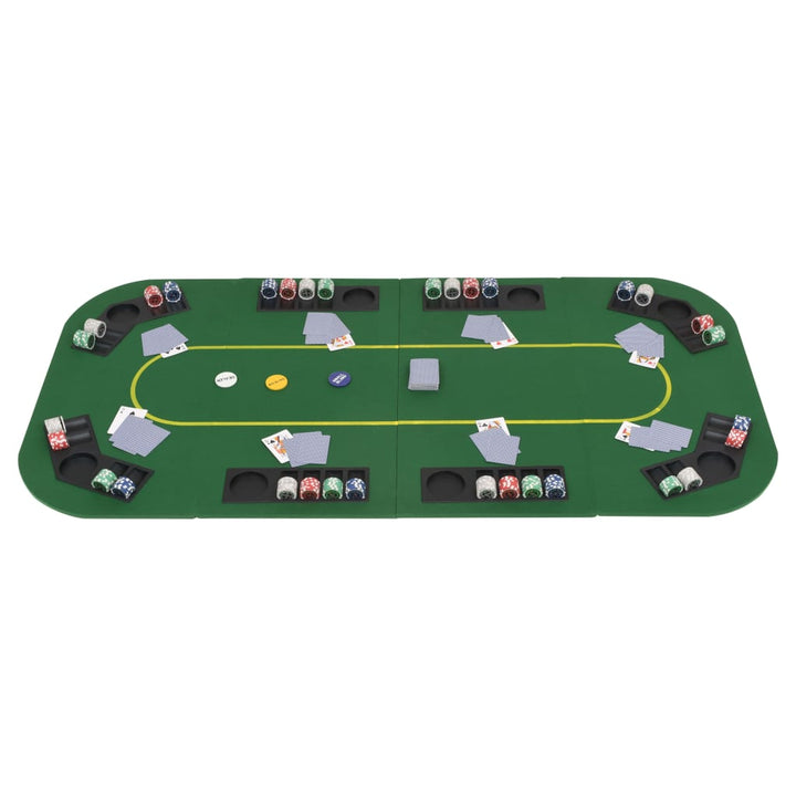 Blat Masă Poker 8 Jucători, Pliabil În 4, Dreptunghiular, Verde