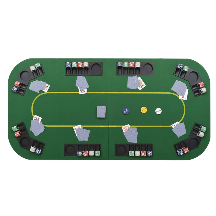 Blat Masă Poker 8 Jucători, Pliabil În 4, Dreptunghiular, Verde