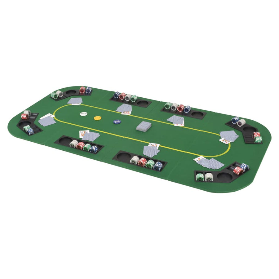 Blat Masă Poker 8 Jucători, Pliabil În 4, Dreptunghiular, Verde