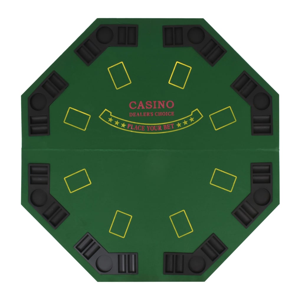 Masă Poker Pliabilă În Două Părți, 8 Jucători, Octogonal Verde