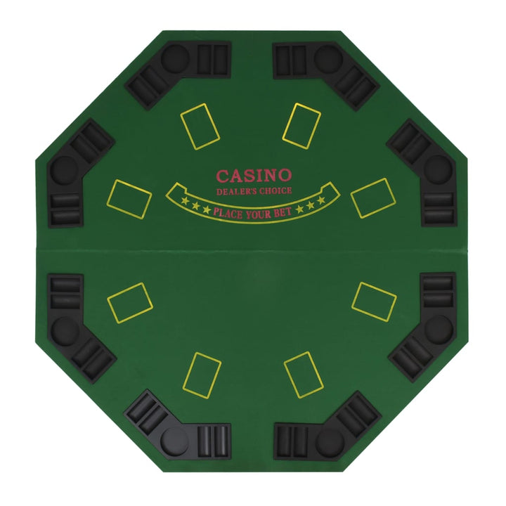 Masă Poker Pliabilă În Două Părți, 8 Jucători, Octogonal Verde