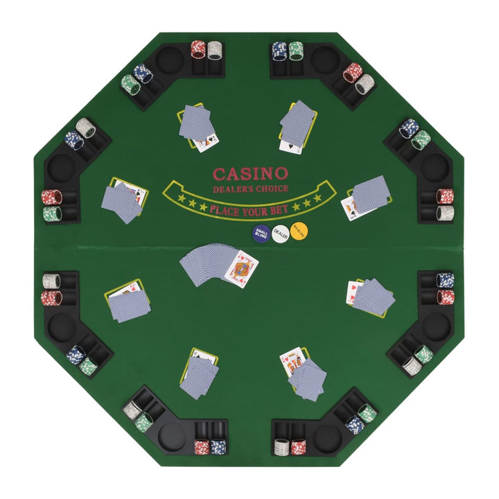 Masă Poker Pliabilă În Două Părți, 8 Jucători, Octogonal Verde