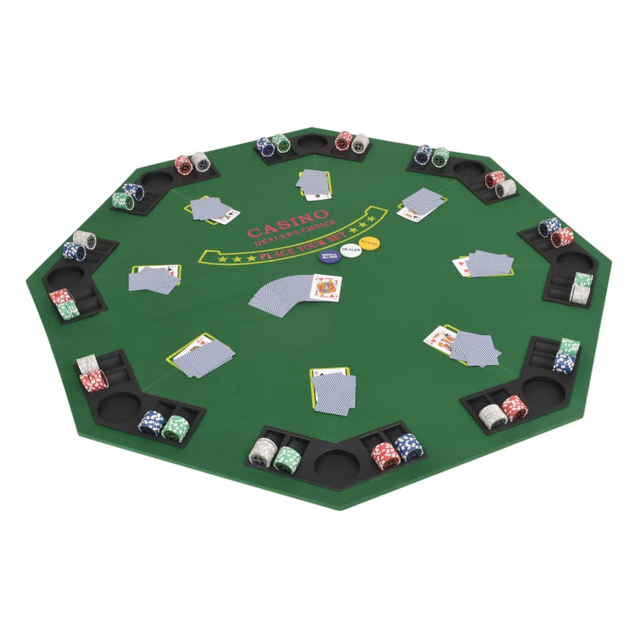 Masă Poker Pliabilă În Două Părți, 8 Jucători, Octogonal Verde