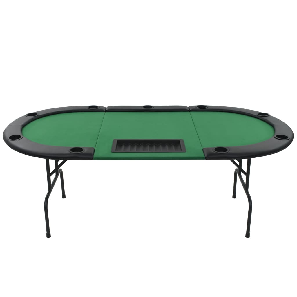 Masă De Poker Pliabilă În 3, Pentru 9 Jucători, Oval, Verde