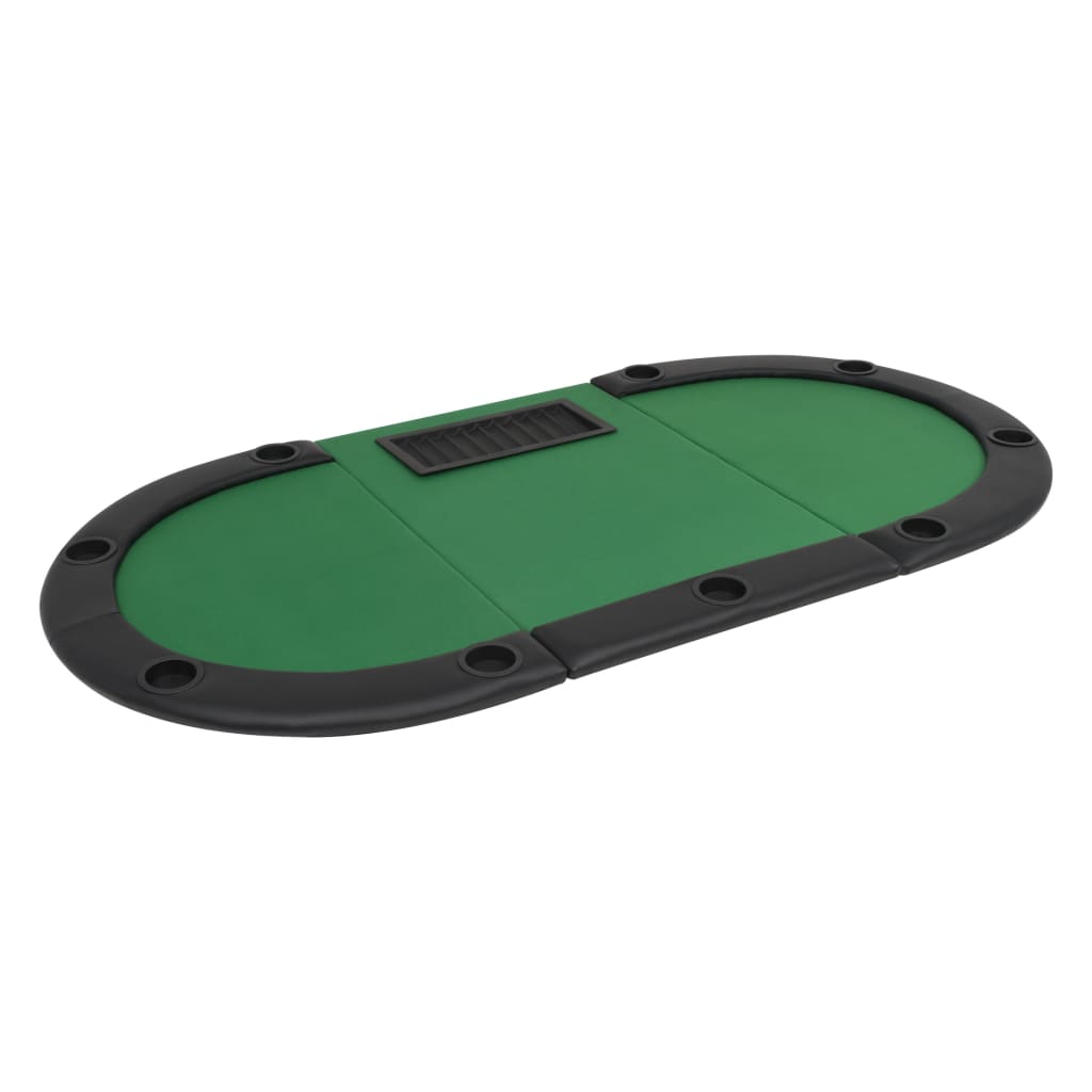 Masă De Poker Pliabilă În 3, Pentru 9 Jucători, Oval, Verde