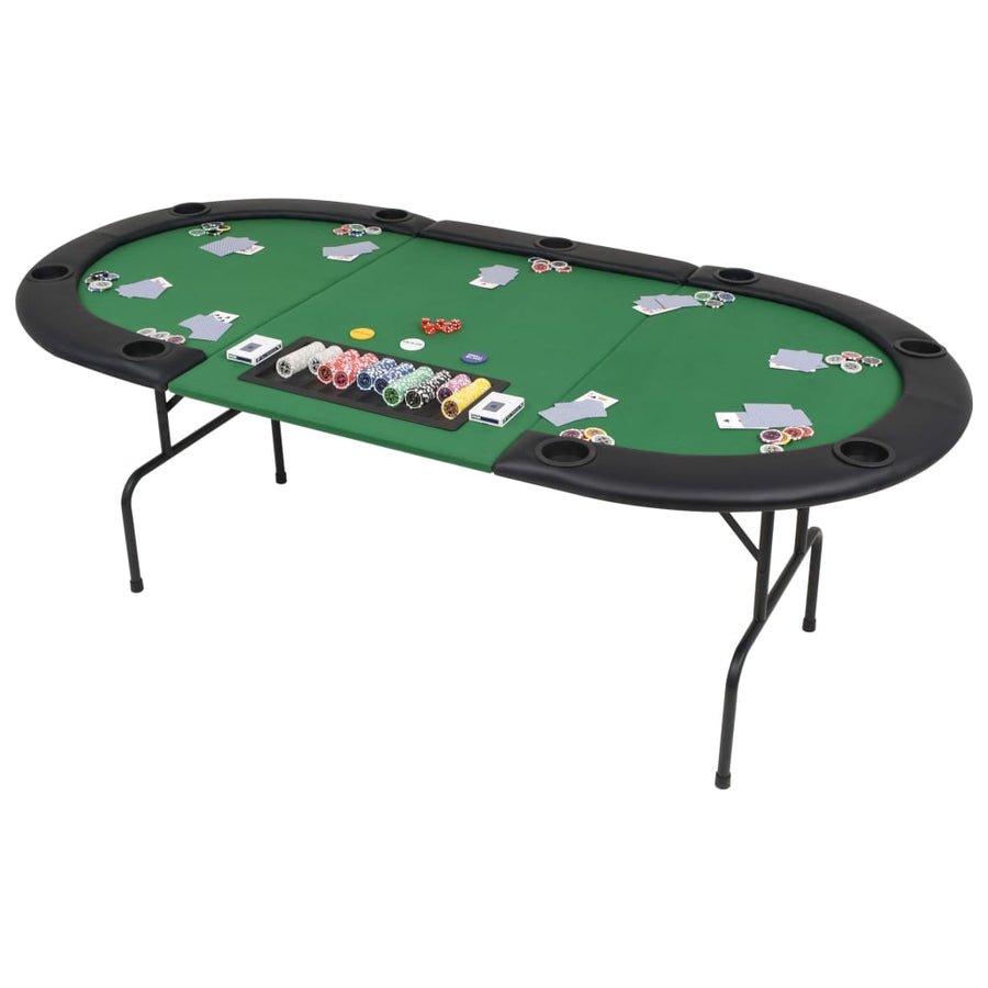 Masă De Poker Pliabilă În 3, Pentru 9 Jucători, Oval, Verde