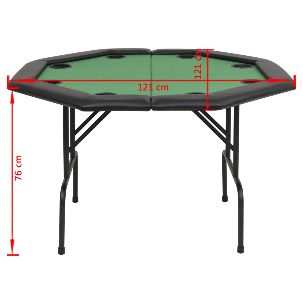 Masă Poker Pliabilă În Două Părți, 8 Jucători, Octogonal, Verde